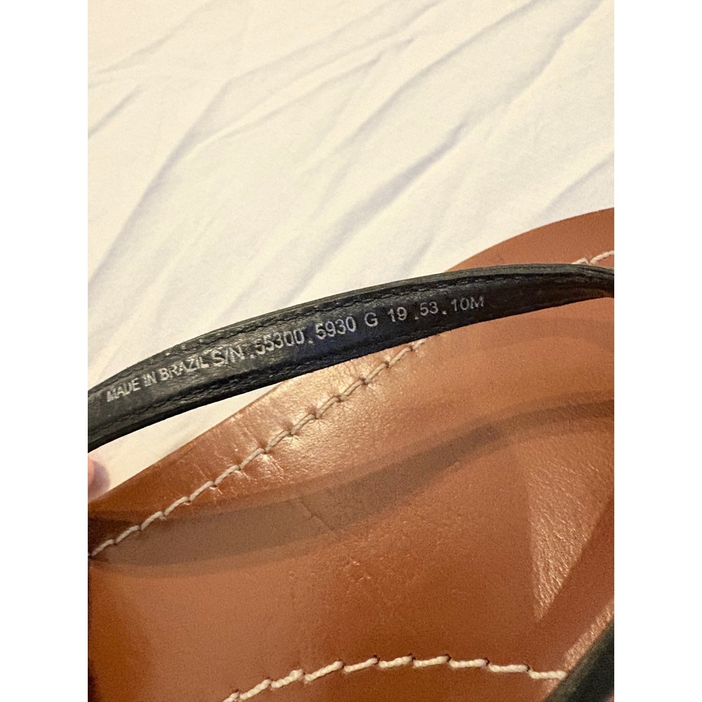 Tory Burch Emmy Black Tan Leather Logo Thong Sandals Flip Flops 10M 55300 - Picture 6 of 6
